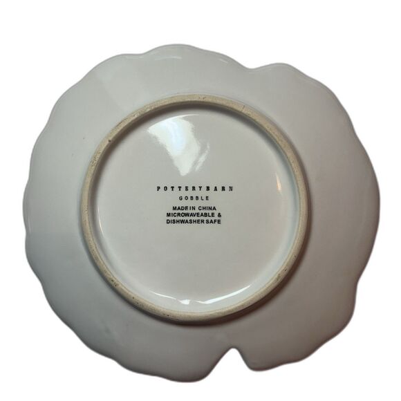 Pottery Barn Set of 2 Gobble Plates Thanksgiving 7 in Turkey Shaped Dessert Side - Picture 6 of 8